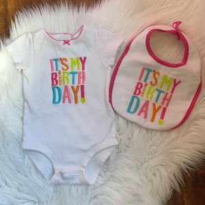 Carter’s “It’s My Birthday” onesie and bib 12-18 month